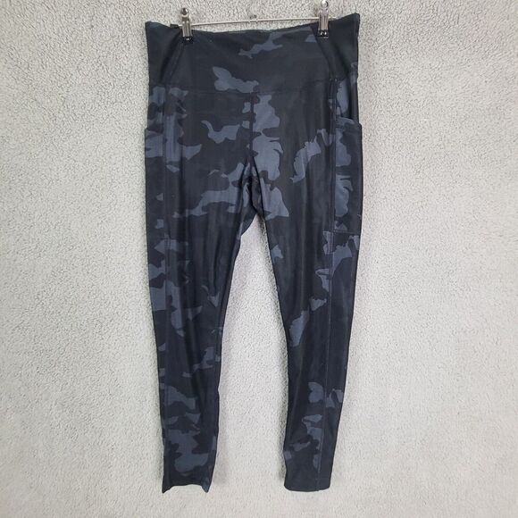 PrAna High Waist Electa Leggings Plus Pants With Pockets Black Camo Sz Large - Picture 1 of 8